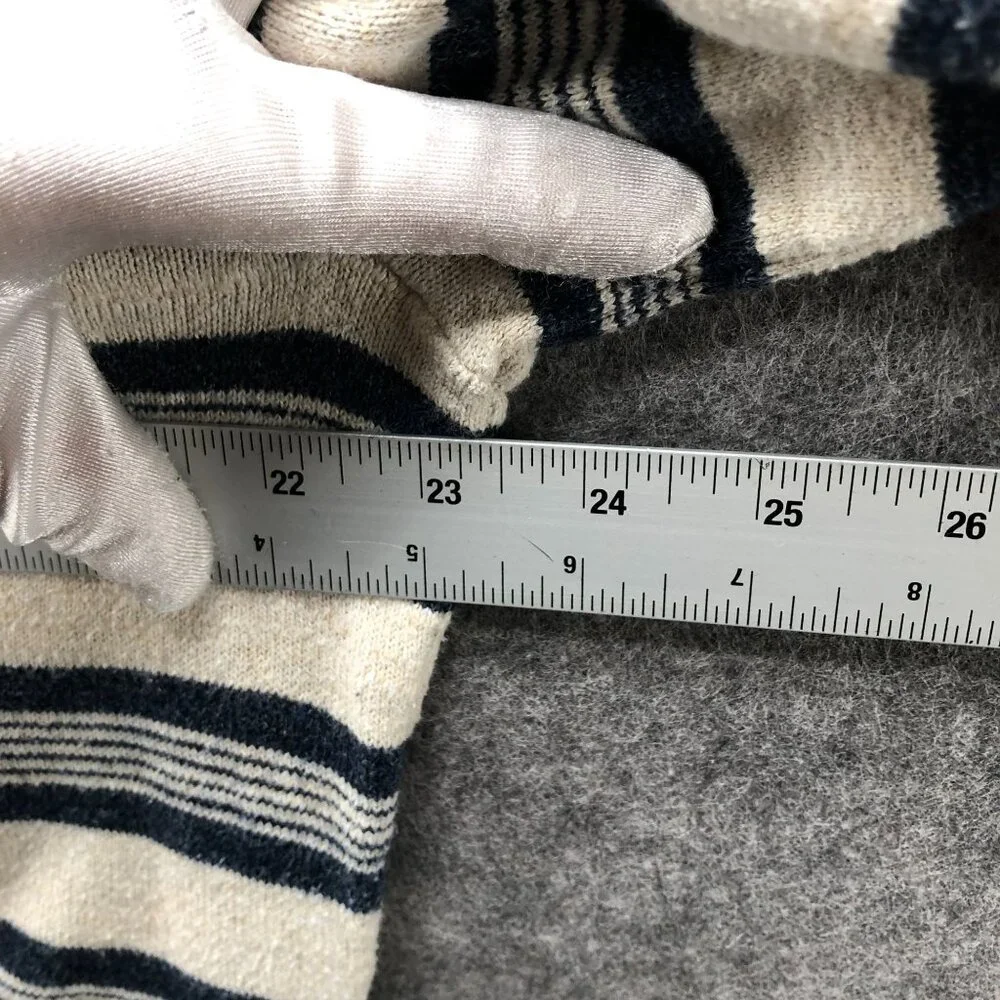 J. Crew Rugged Cotton‎ Striped Crewneck Sweater Mens L Beige Navy Textured